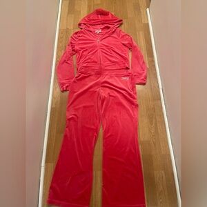 Juicy Couture Y2K Pink Velour Rhinestone Bling Tracksuit Size XL NWOT